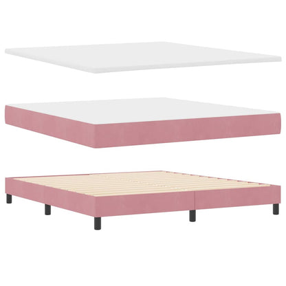 Letto a molle con materasso Rosa 180 x 200 cm Velluto | homemem39