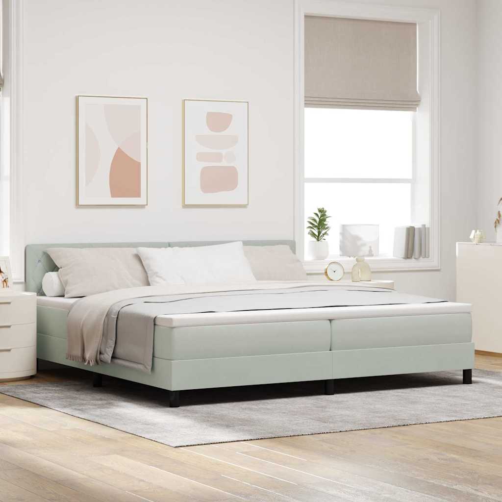 Letto a molle con materasso Grigio chiaro 200 x 200 cm Velluto | homemem39