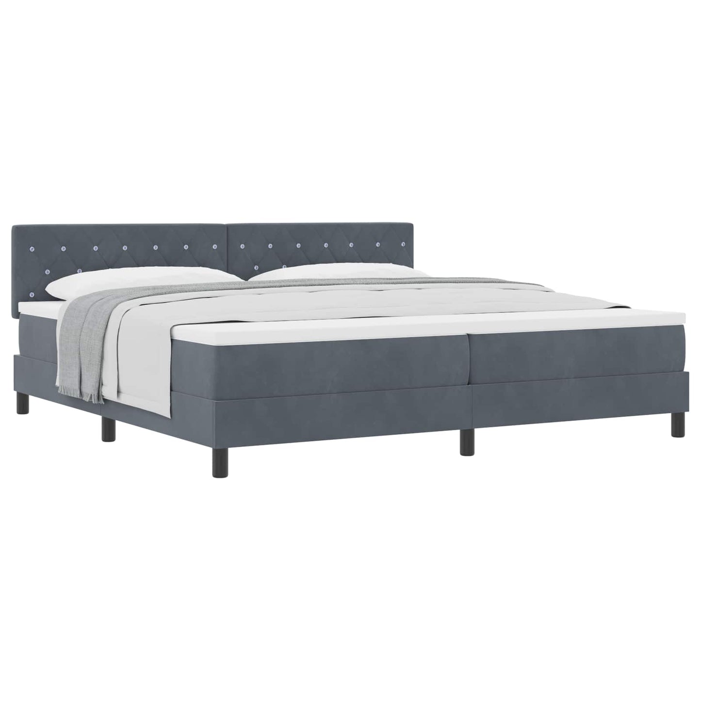 Letto a molle con materasso Grigio scuro 200 x 200 cm Velluto