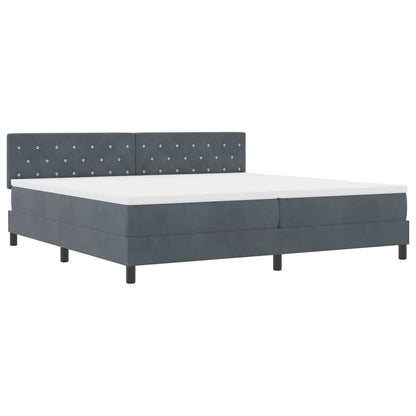 Letto a molle con materasso Grigio scuro 200 x 200 cm Velluto