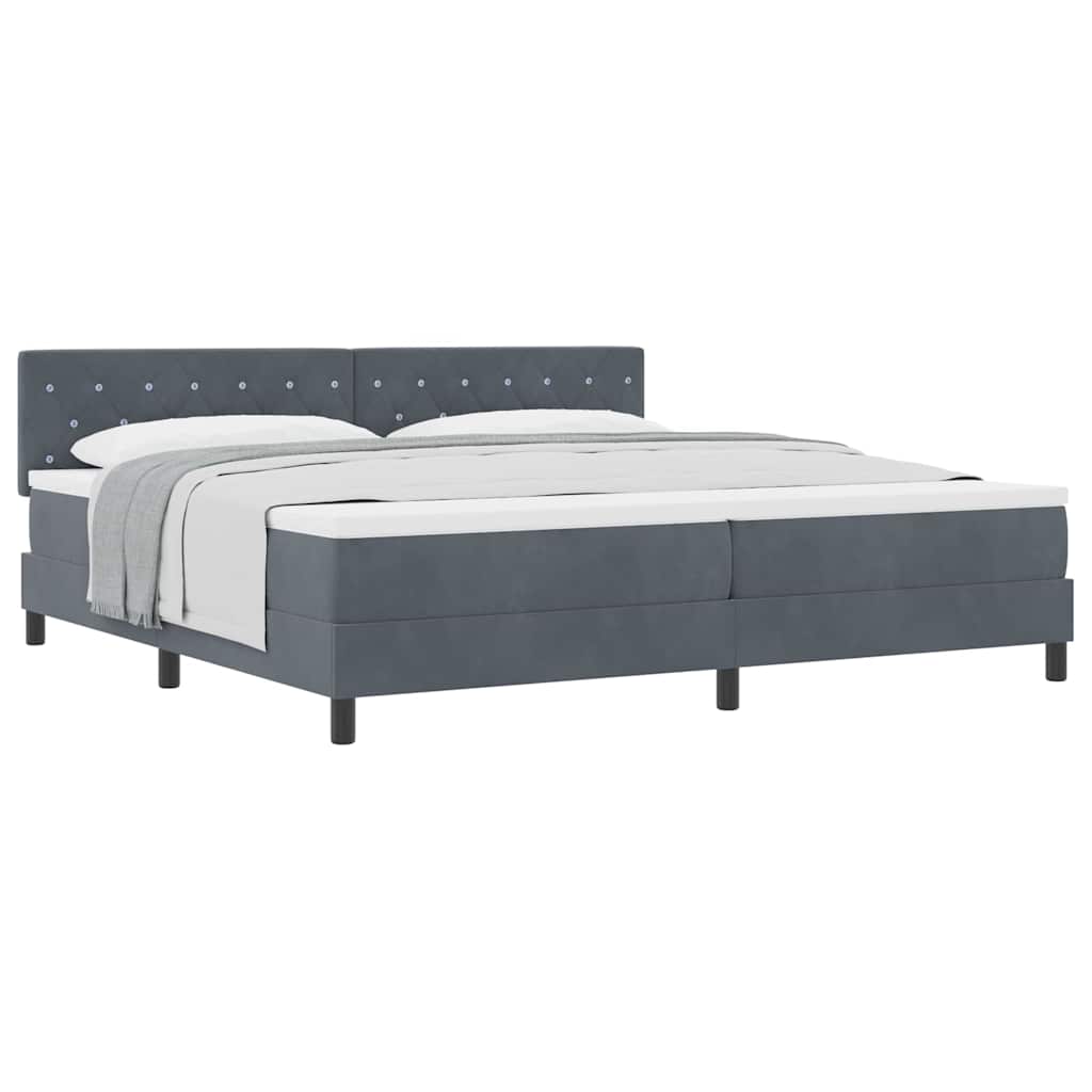 Letto a Molle con Materasso Grigio scuro 200 x 200 cm Tessuto