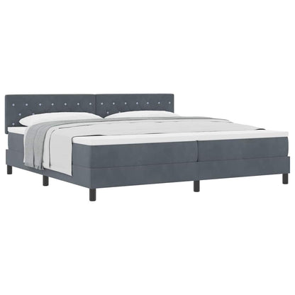 Letto a Molle con Materasso Grigio scuro 200 x 200 cm Tessuto