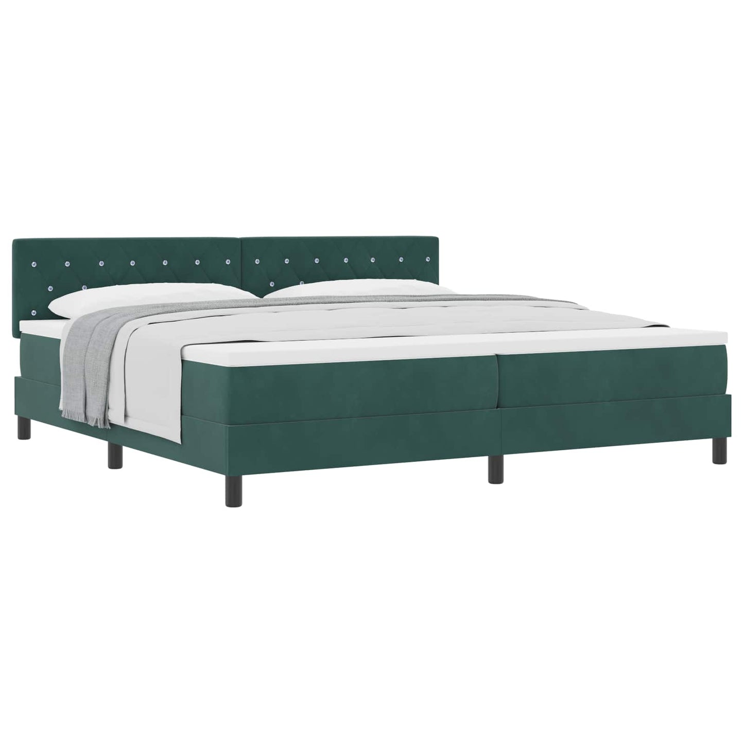 Letto a molle con materasso Verde Scuro 200 x 200 cm Velluto | homemem39