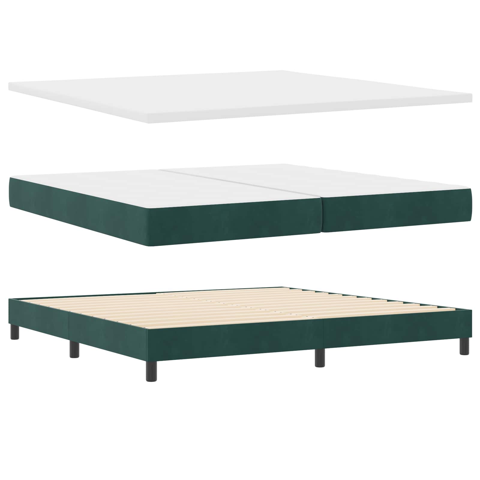 Letto a molle con materasso Verde Scuro 200 x 200 cm Velluto | homemem39