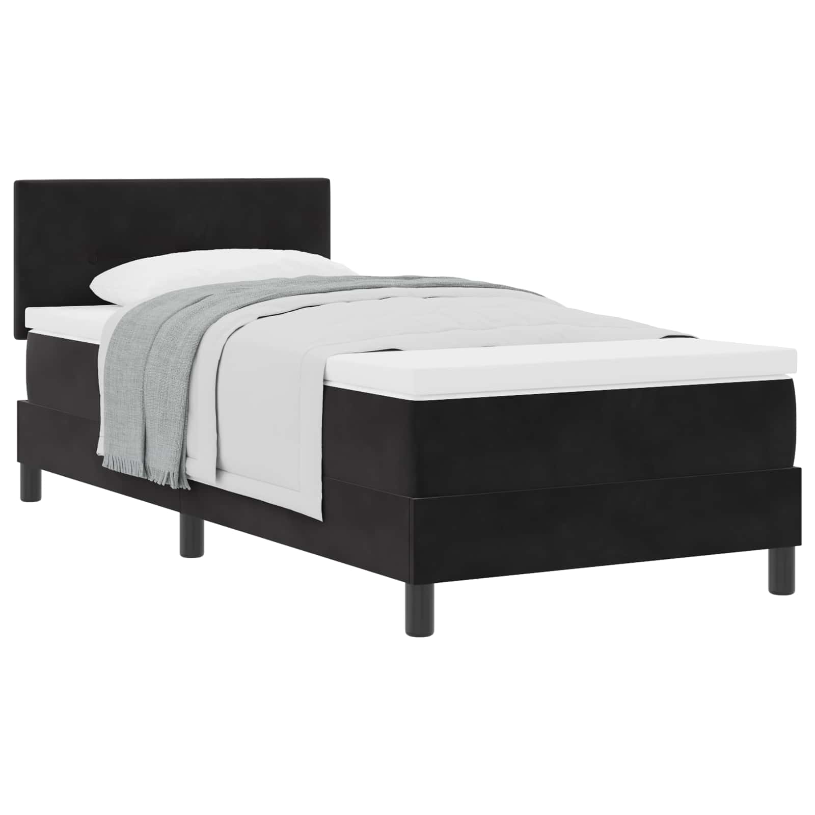 Letto a molle con testiera Nero 90 x 190 cm Velluto | homemem39