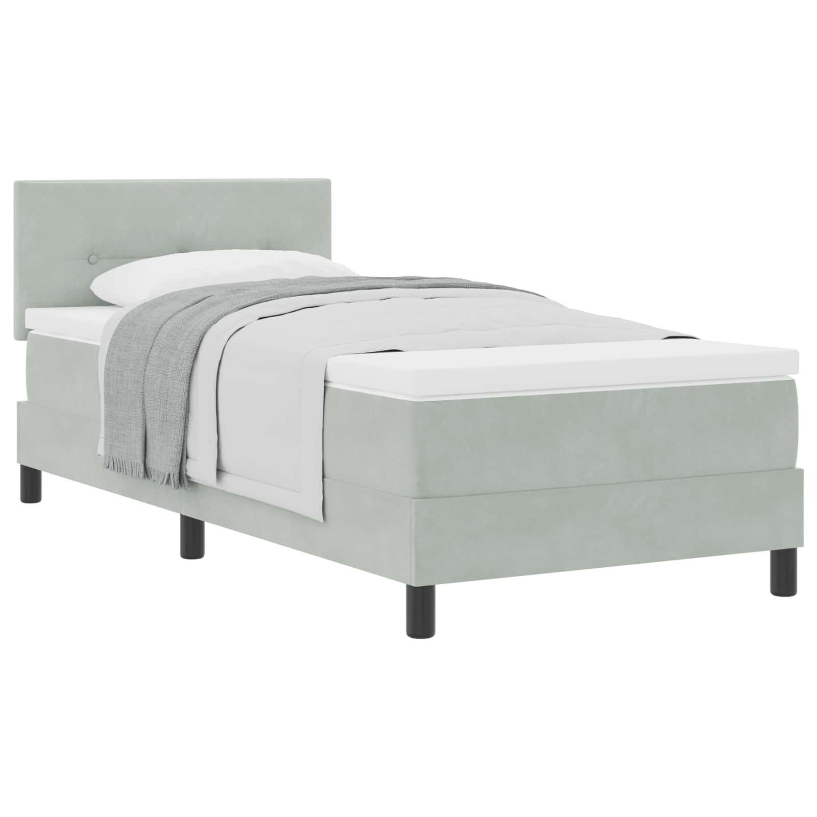 Letto a molle con testiera Grigio chiaro 90 x 200 cm Velluto | homemem39