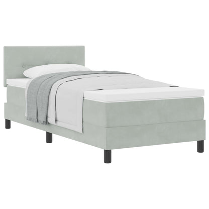 Letto a molle con materasso Grigio chiaro 100 x 200 cm Velluto
