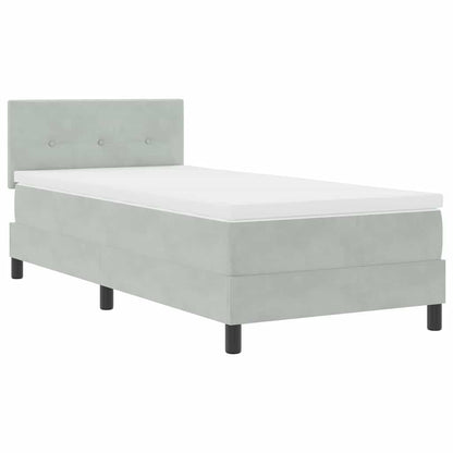 Letto a molle con materasso Grigio chiaro 100 x 200 cm Velluto