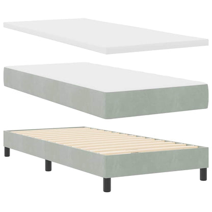 Letto a molle con materasso Grigio chiaro 100 x 200 cm Velluto