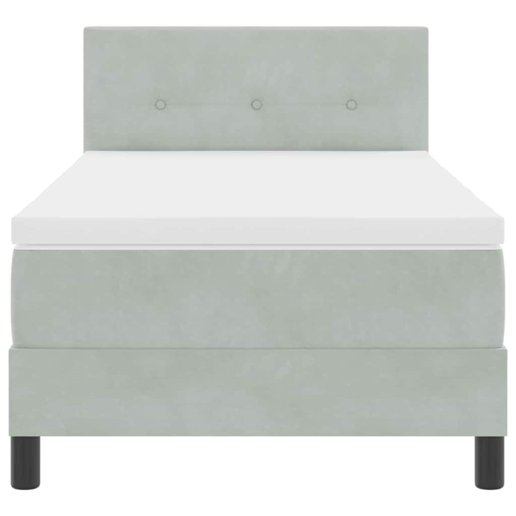 Letto a molle con materasso Grigio chiaro 100 x 200 cm Velluto