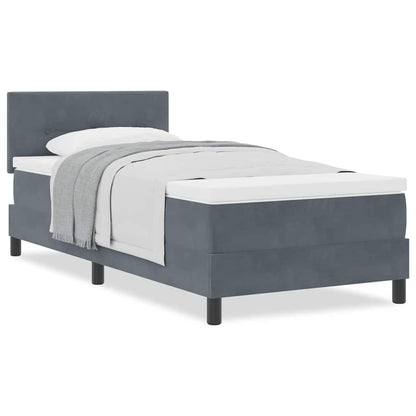 Letto a Molle con Materasso Grigio scuro 100 x 200 cm Tessuto