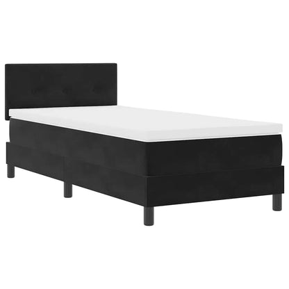 Letto a Molle con Materasso Nero 100 x 200 cm Tessuto