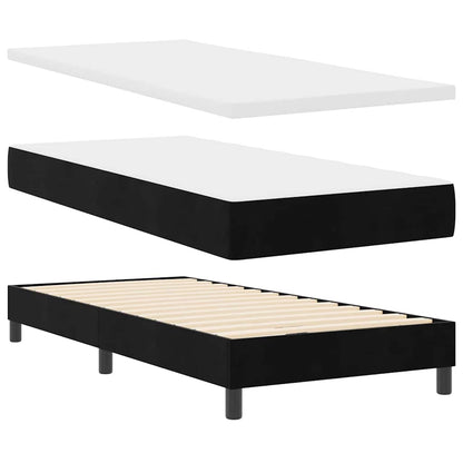 Letto a Molle con Materasso Nero 100 x 200 cm Tessuto