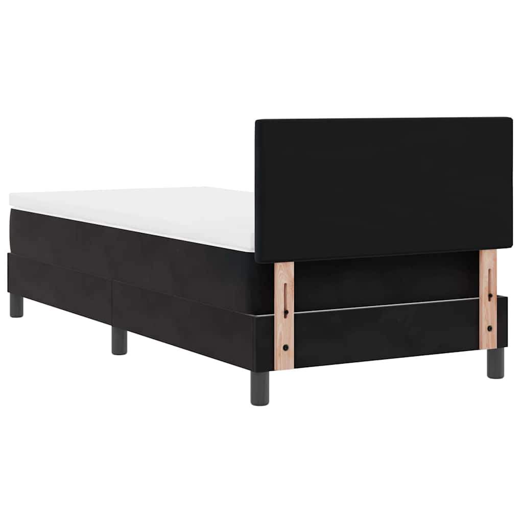 Letto a Molle con Materasso Nero 100 x 200 cm Tessuto