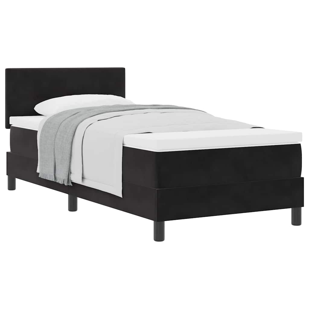 Letto a Molle con Materasso Nero 100 x 200 cm Tessuto