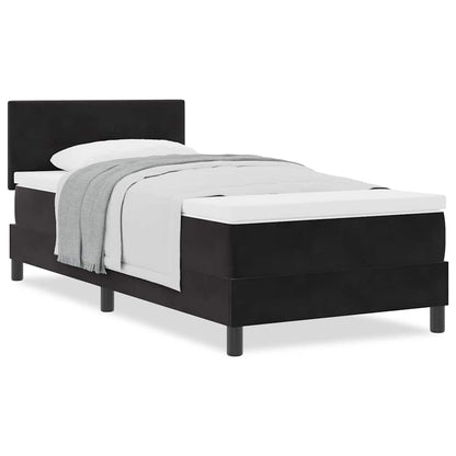 Letto a Molle con Materasso Nero 100 x 200 cm Tessuto