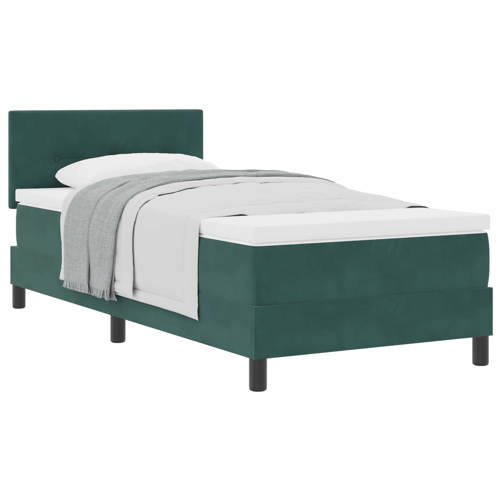 Letto a molle con materasso Verde Scuro 100 x 200 cm Velluto | homemem39