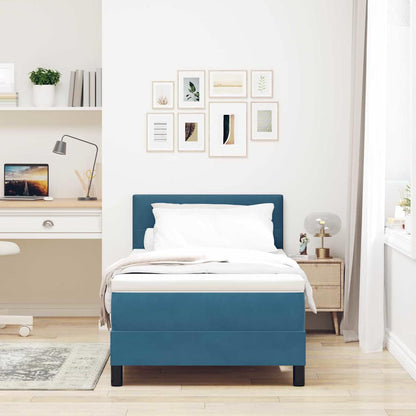 Letto a Molle con Materasso Blu scuro 100 x 200 cm Tessuto
