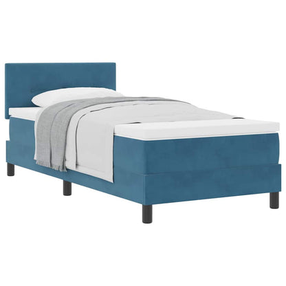Letto a Molle con Materasso Blu scuro 100 x 200 cm Tessuto