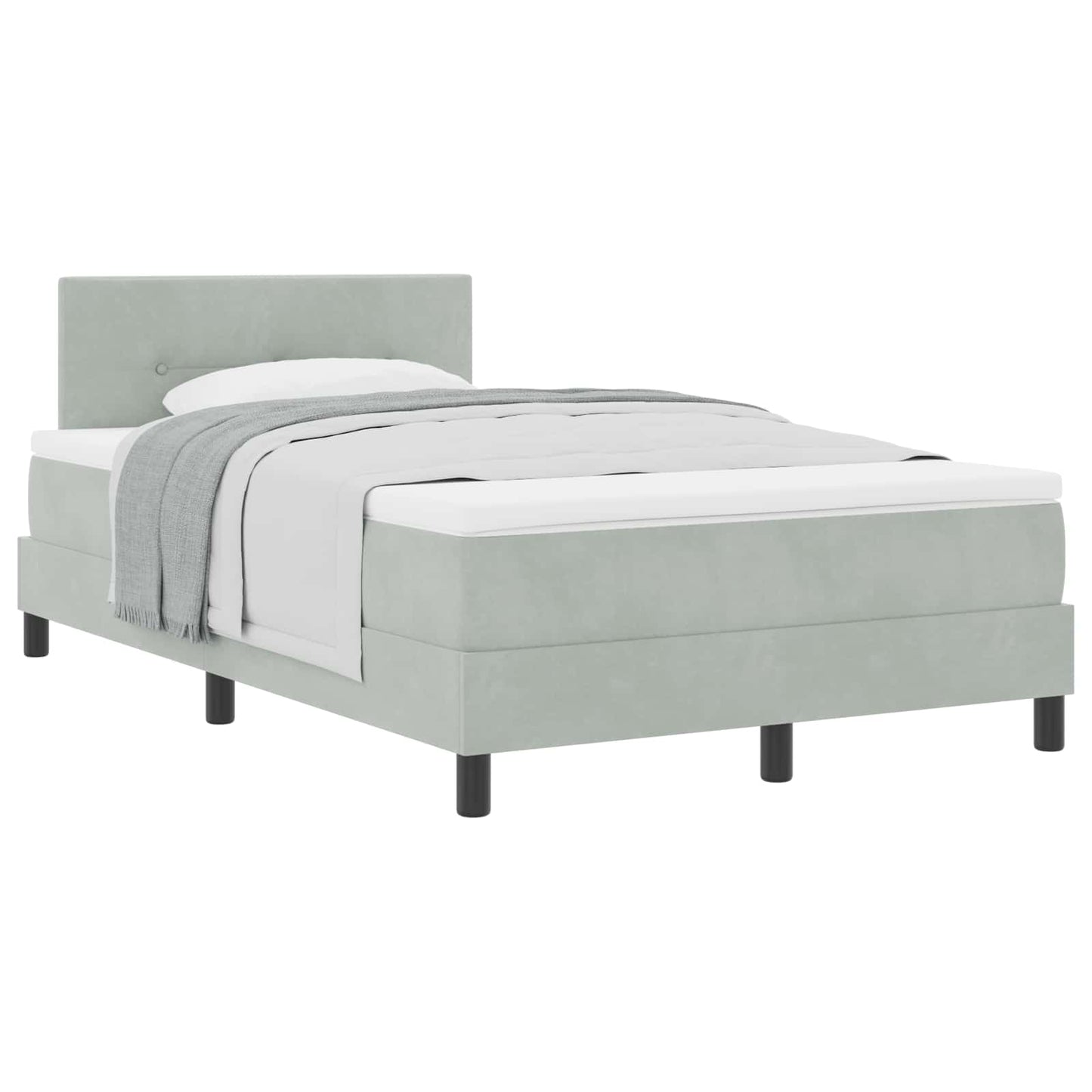 Letto a molle con materasso Grigio chiaro 120 x 190 cm Velluto