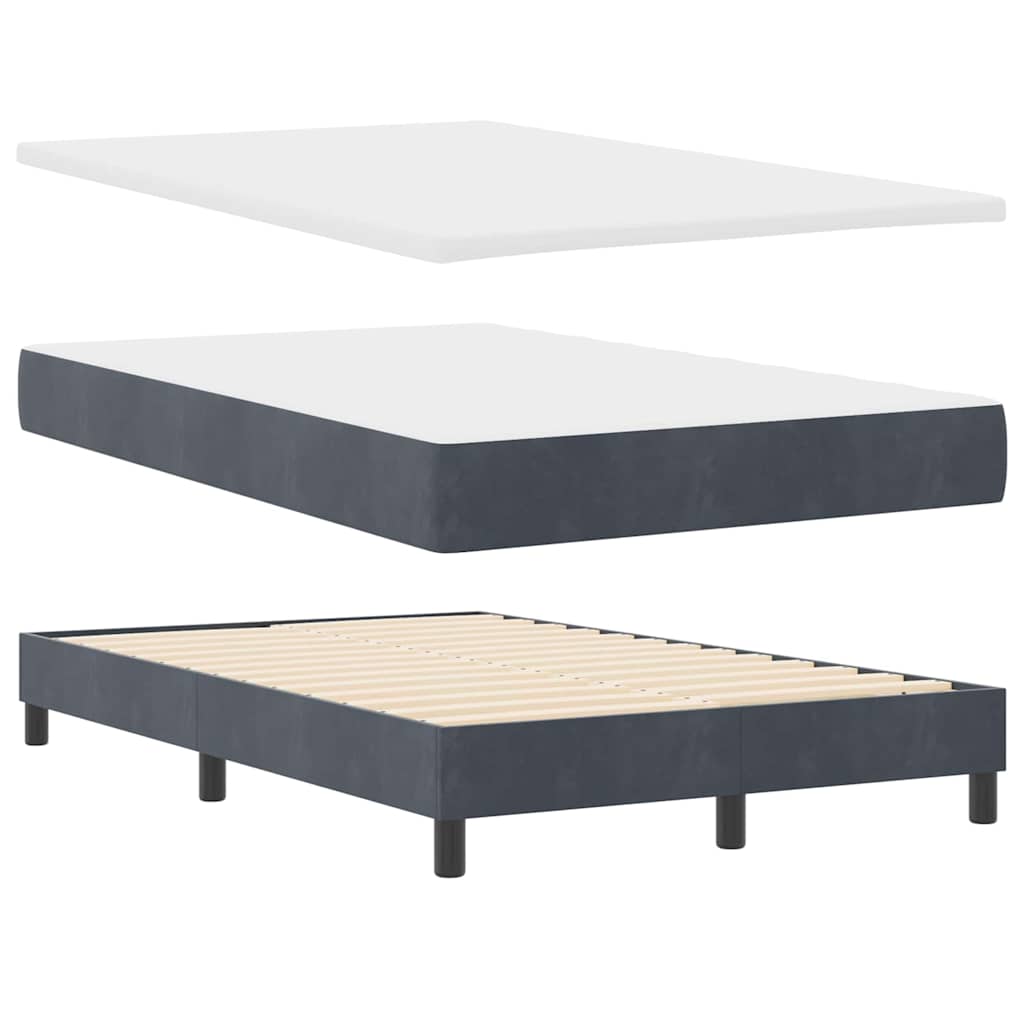 Letto a molle con materasso Grigio scuro 120 x 190 cm Velluto | homemem39