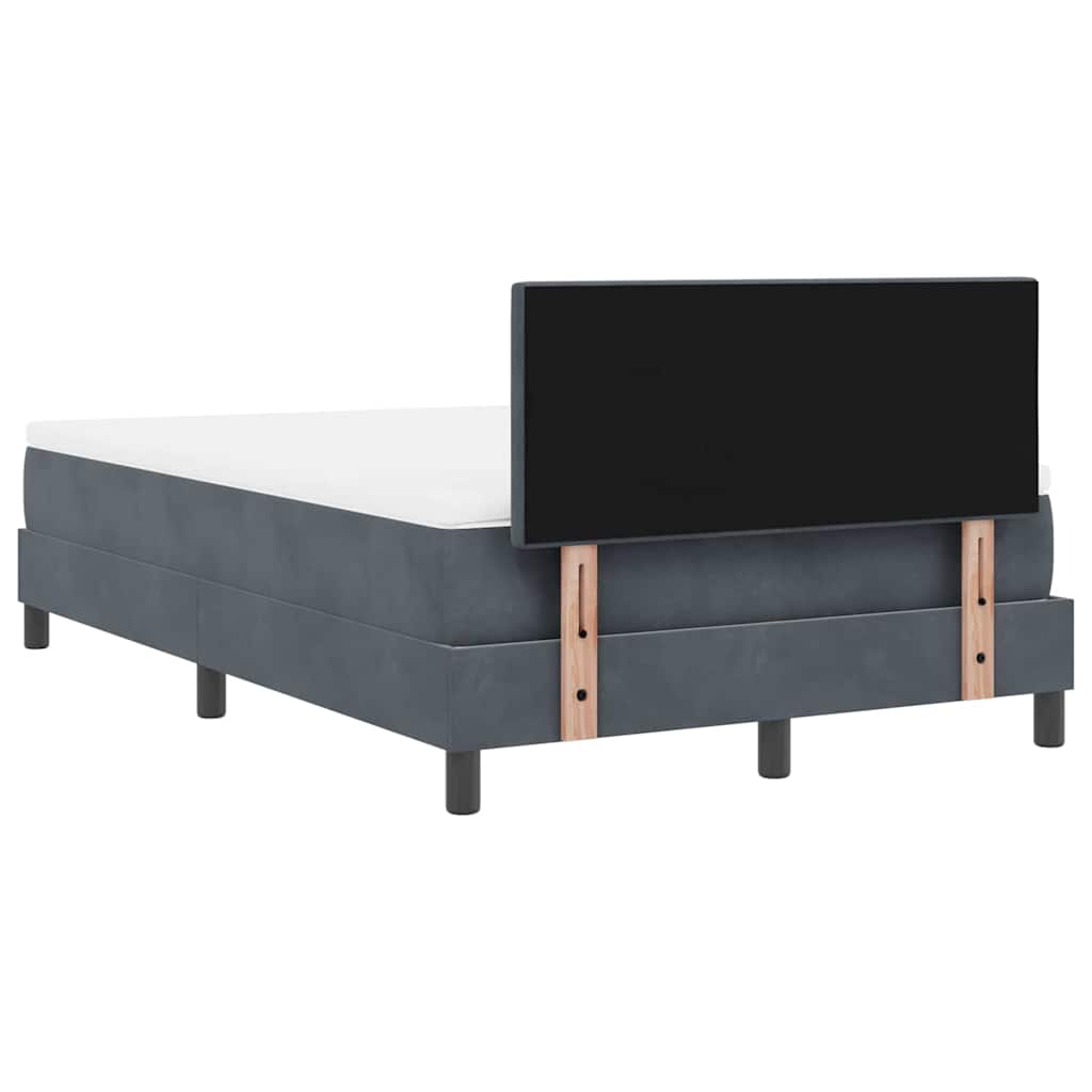 Letto a molle con materasso Grigio scuro 120 x 190 cm Velluto | homemem39