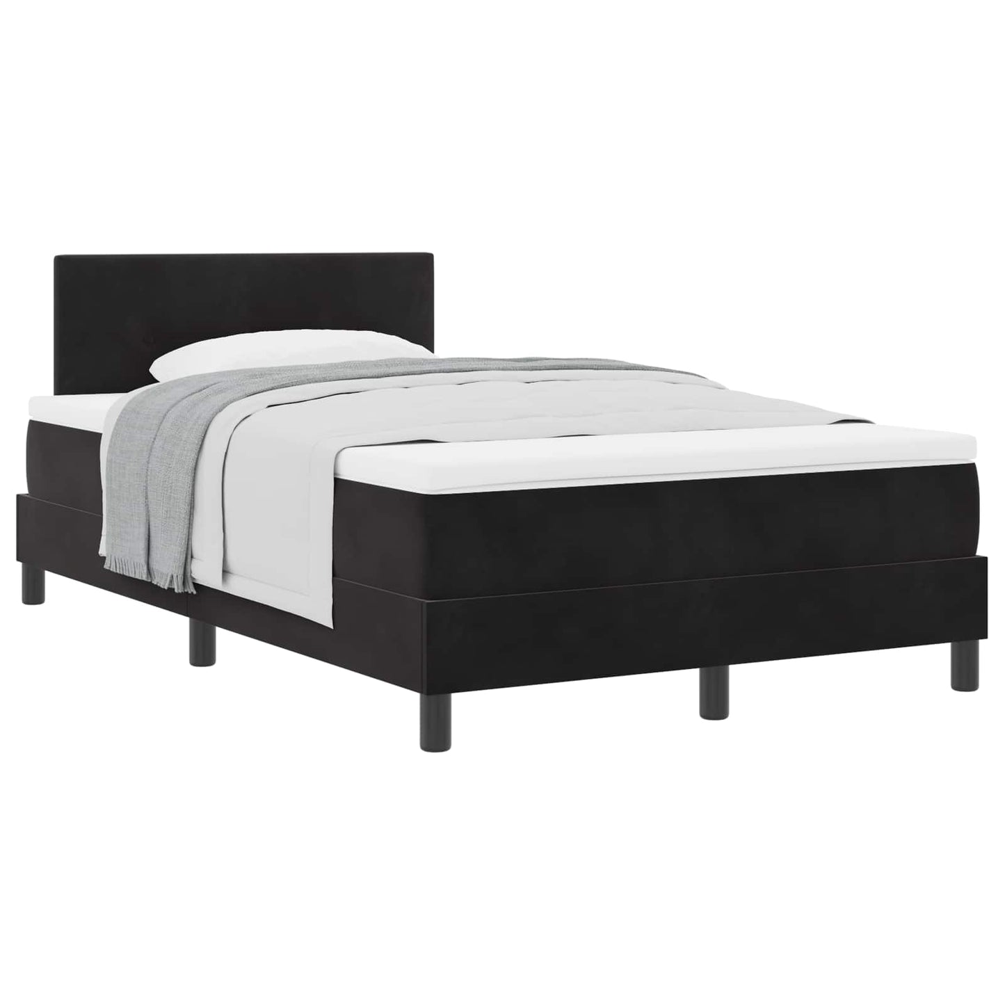 Letto a molle con materasso Nero 120 x 190 cm Velluto | homemem39