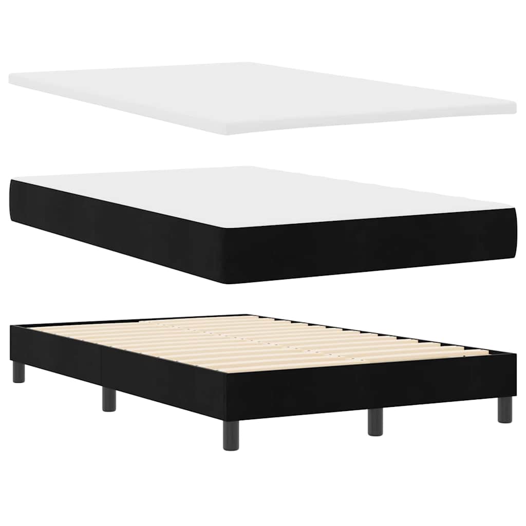 Letto a molle con materasso Nero 120 x 190 cm Velluto