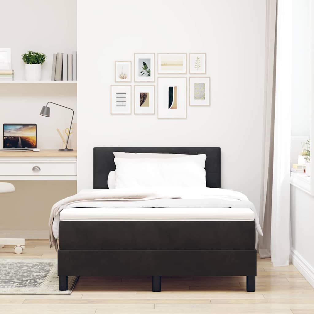 Letto a molle con materasso Nero 120 x 200 cm Velluto