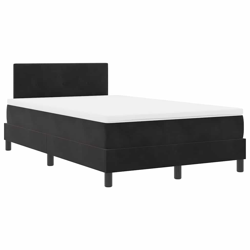 Letto a molle con materasso Nero 120 x 200 cm Velluto