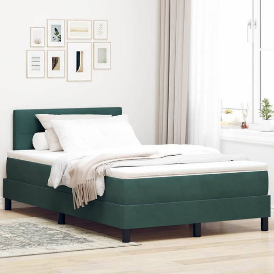 Letto a molle con materasso Verde Scuro 120 x 200 cm Velluto | homemem39