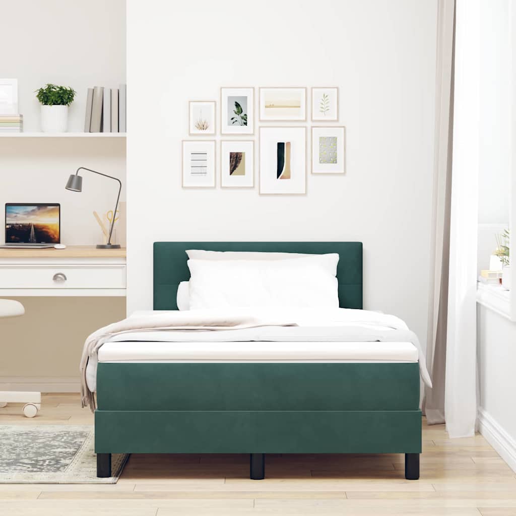 Letto a molle con materasso Verde Scuro 120 x 200 cm Velluto | homemem39