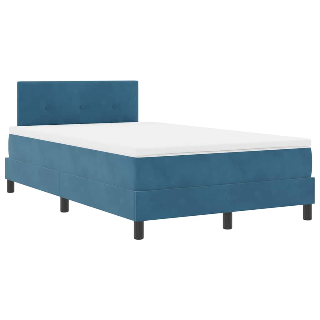 Letto a molle con materasso Blu Scuro 120 x 200 cm Velluto
