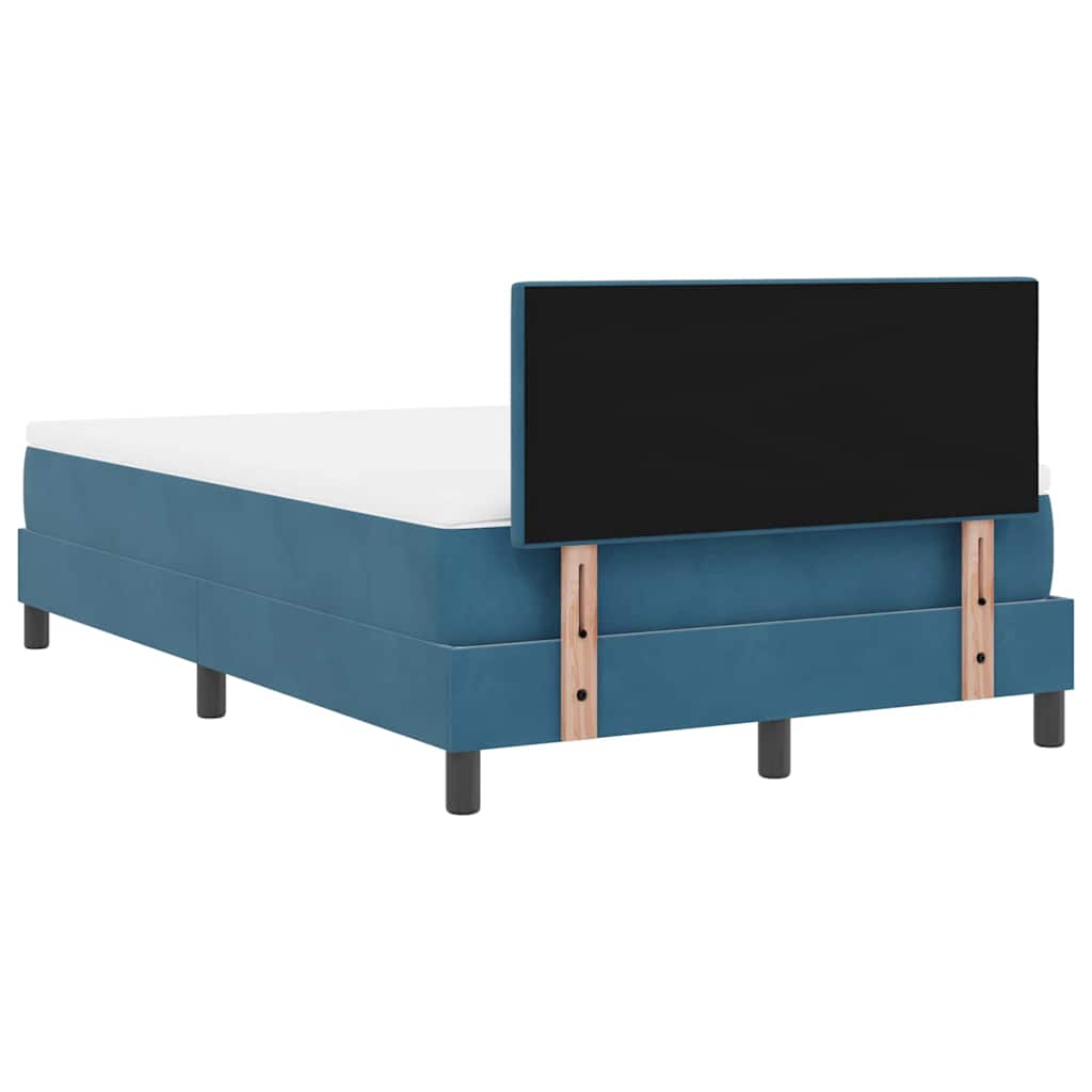 Letto a molle con materasso Blu Scuro 120 x 200 cm Velluto
