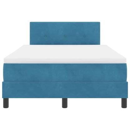 Letto a molle con materasso Blu Scuro 120 x 200 cm Velluto