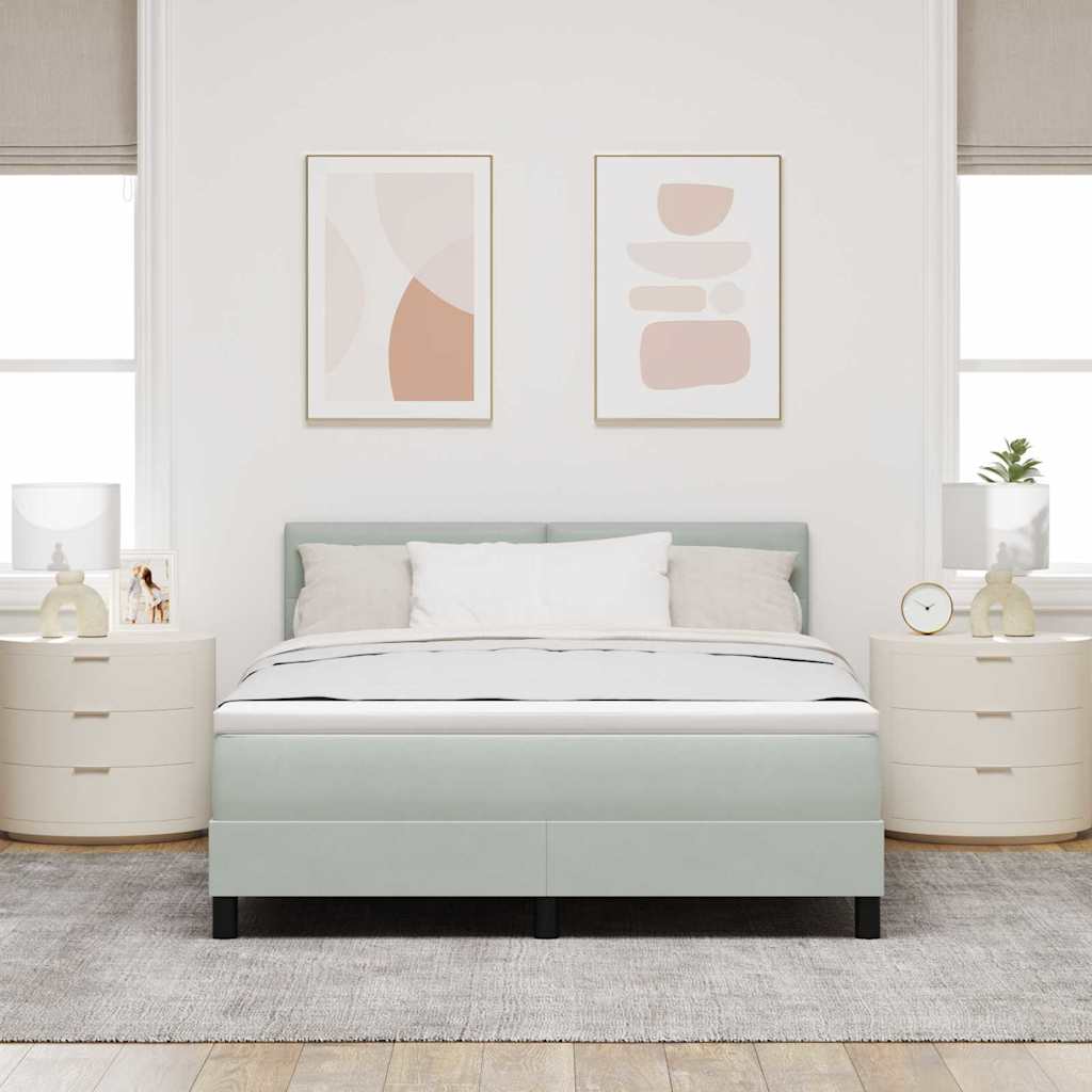 Letto a molle con materasso Grigio chiaro 140 x 190 cm Velluto
