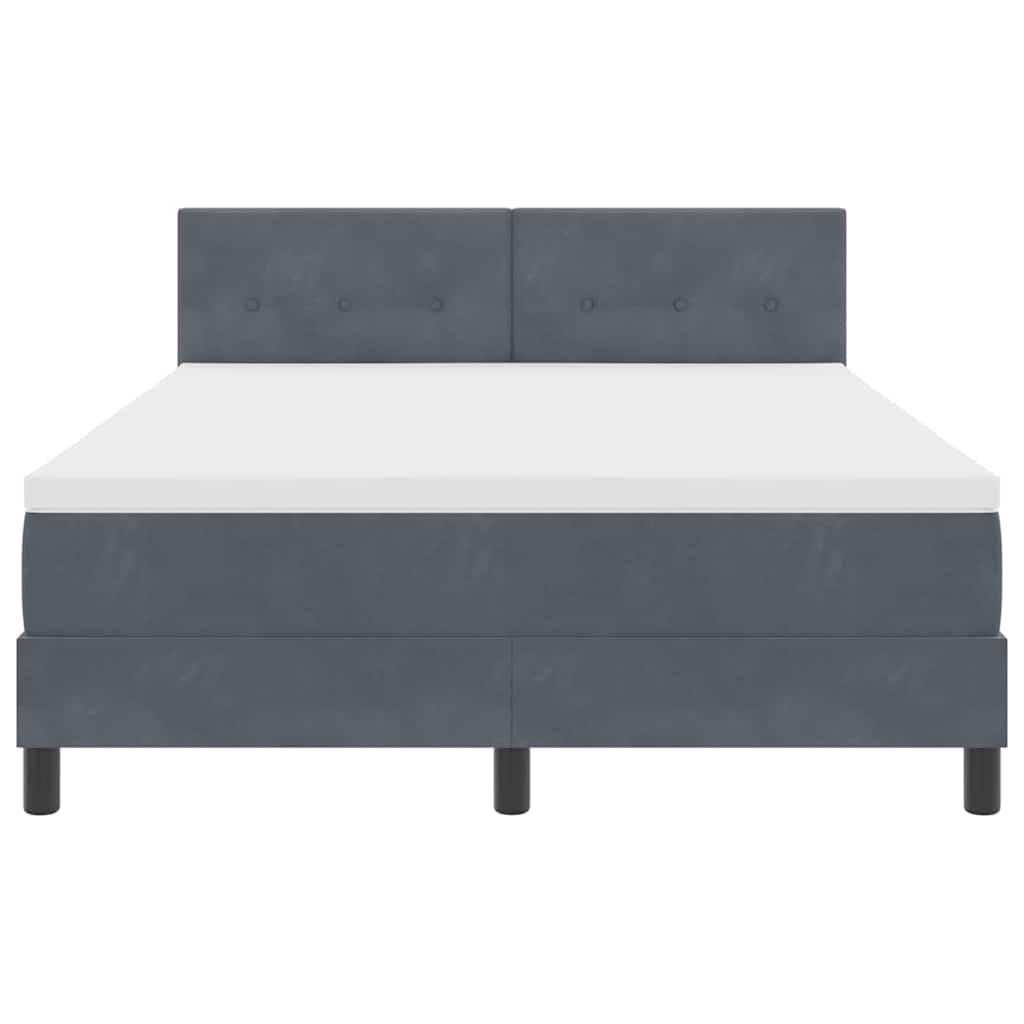 Letto a Molle con Materasso Grigio scuro 140 x 190 cm Tessuto