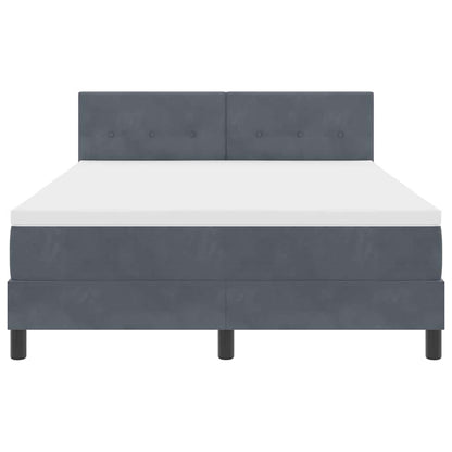 Letto a Molle con Materasso Grigio scuro 140 x 190 cm Tessuto