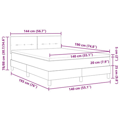 Letto a molle con materasso Grigio scuro 140 x 190 cm Velluto | homemem39