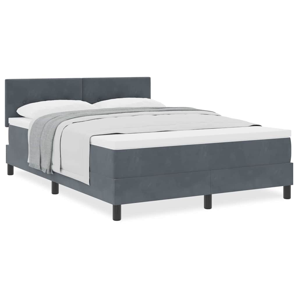Letto a Molle con Materasso Grigio scuro 140 x 190 cm Tessuto