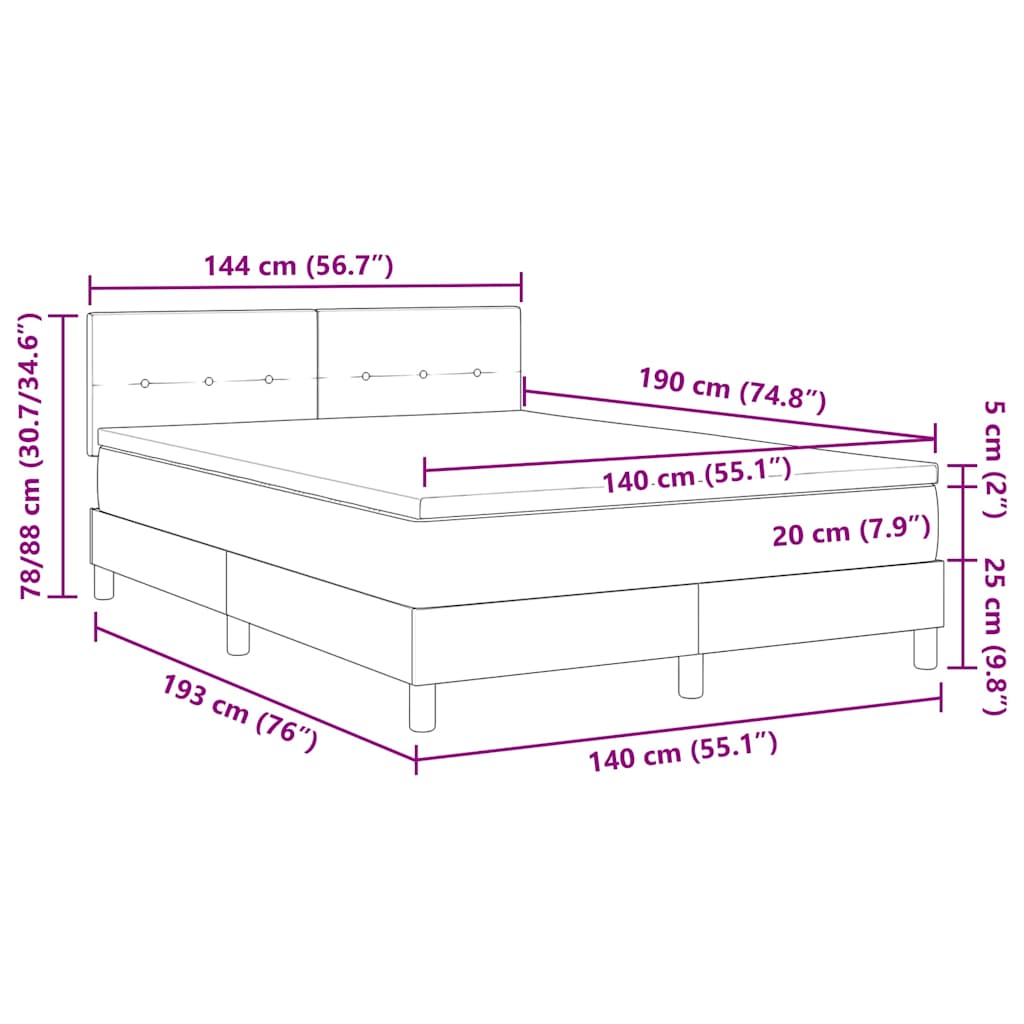 Letto a molle con materasso Nero 140 x 190 cm Velluto | homemem39