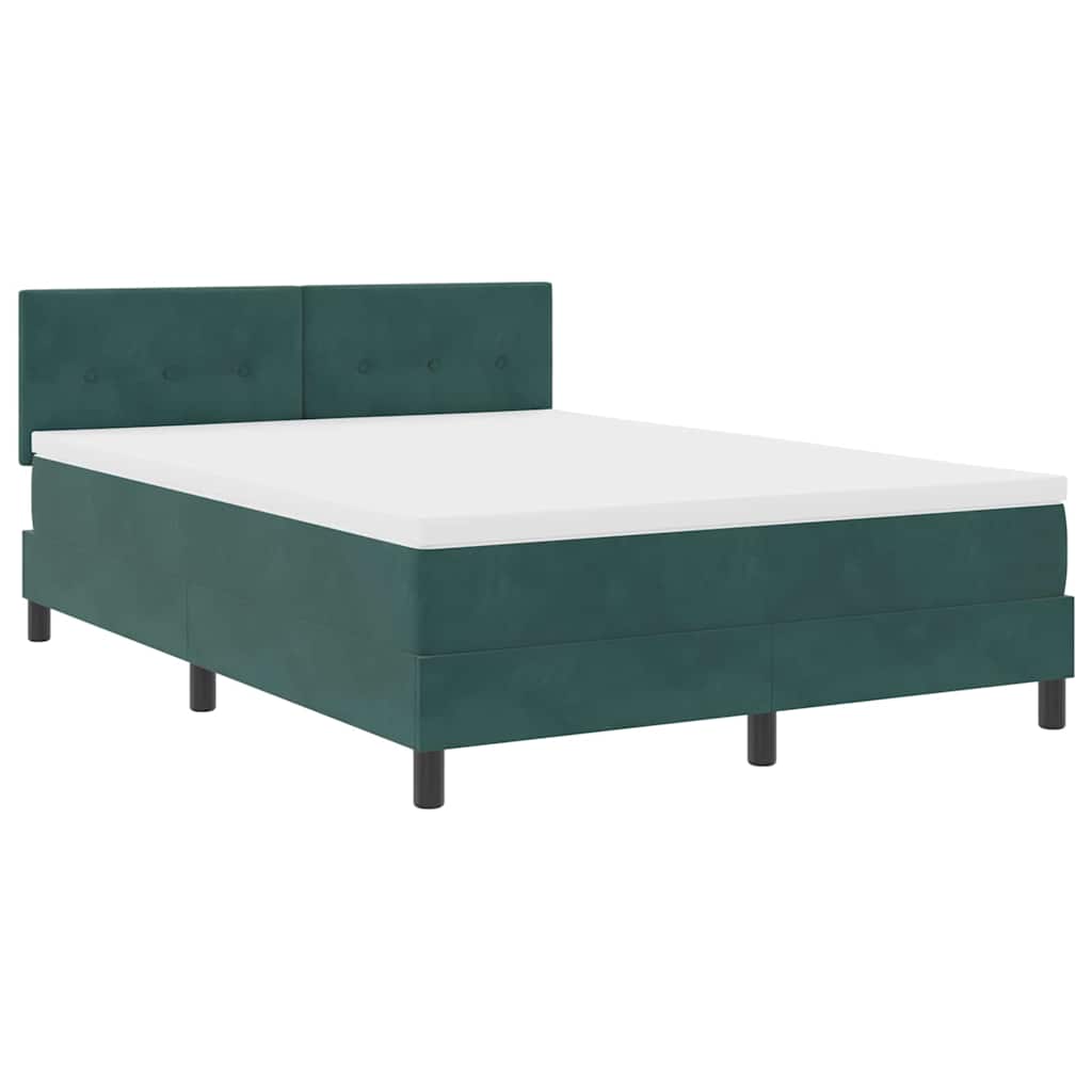 Letto a molle con materasso Verde Scuro 140 x 190 cm Velluto | homemem39