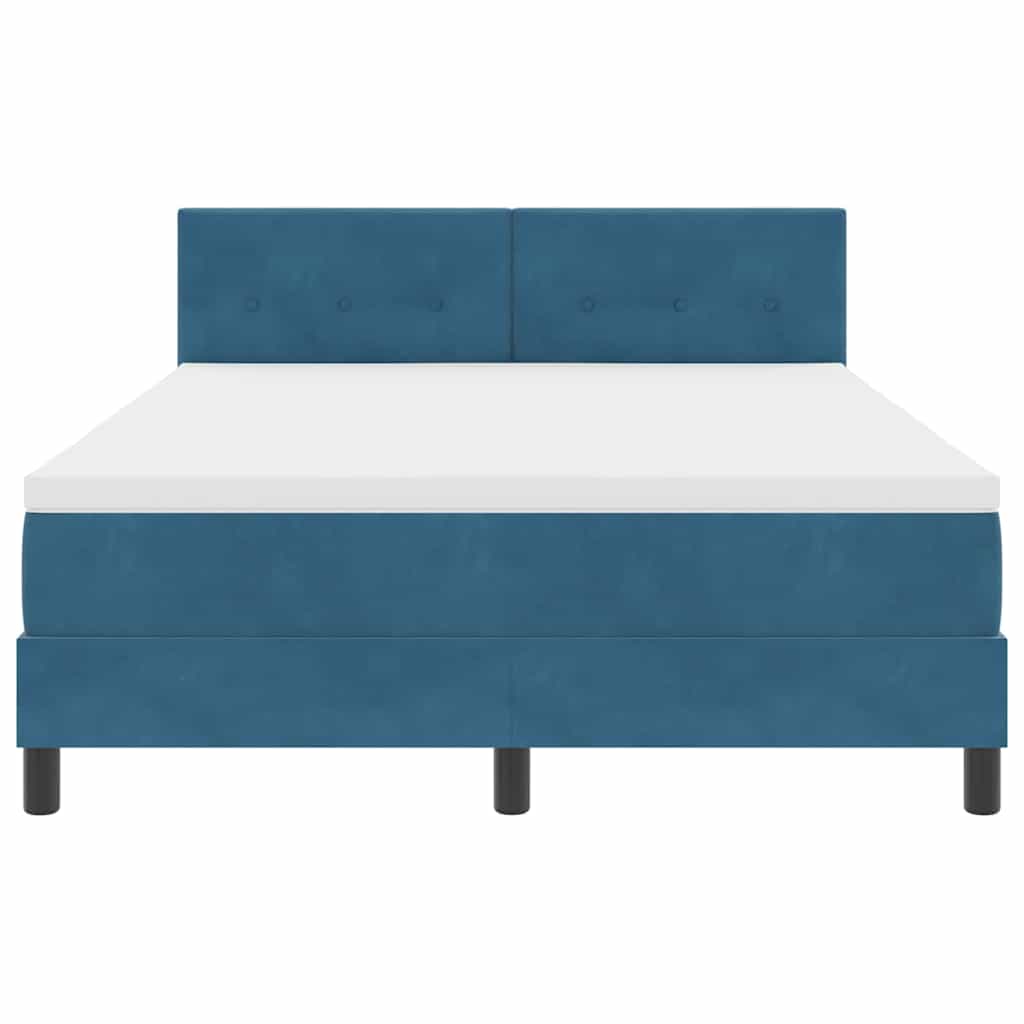 Letto a molle con materasso Blu Scuro 140 x 190 cm Velluto | homemem39