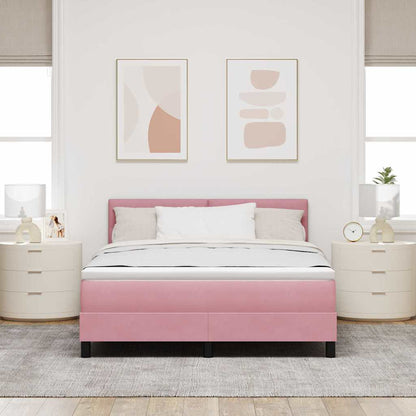 Letto a molle con materasso Rosa 140 x 190 cm Velluto | homemem39