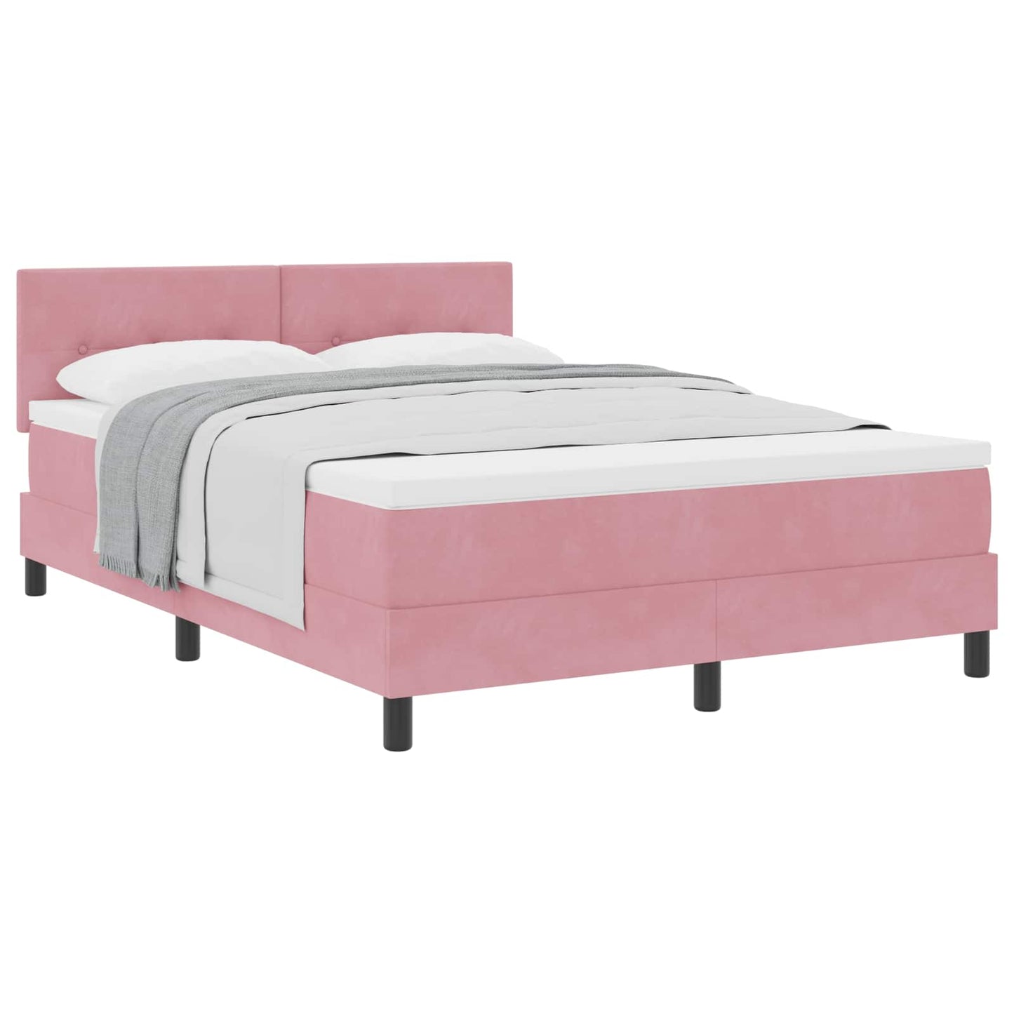 Letto a molle con materasso Rosa 140 x 190 cm Velluto | homemem39