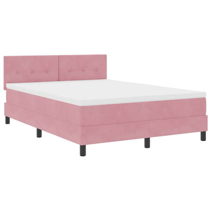 Letto a molle con materasso Rosa 140 x 190 cm Velluto | homemem39