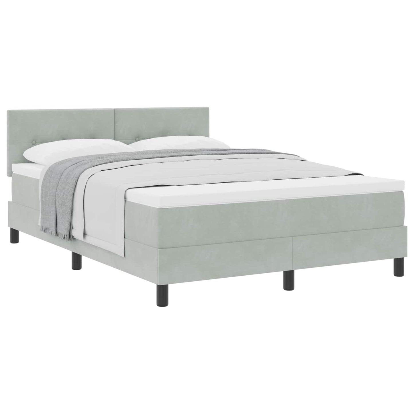 Letto a molle con materasso Grigio chiaro 140 x 200 cm Velluto