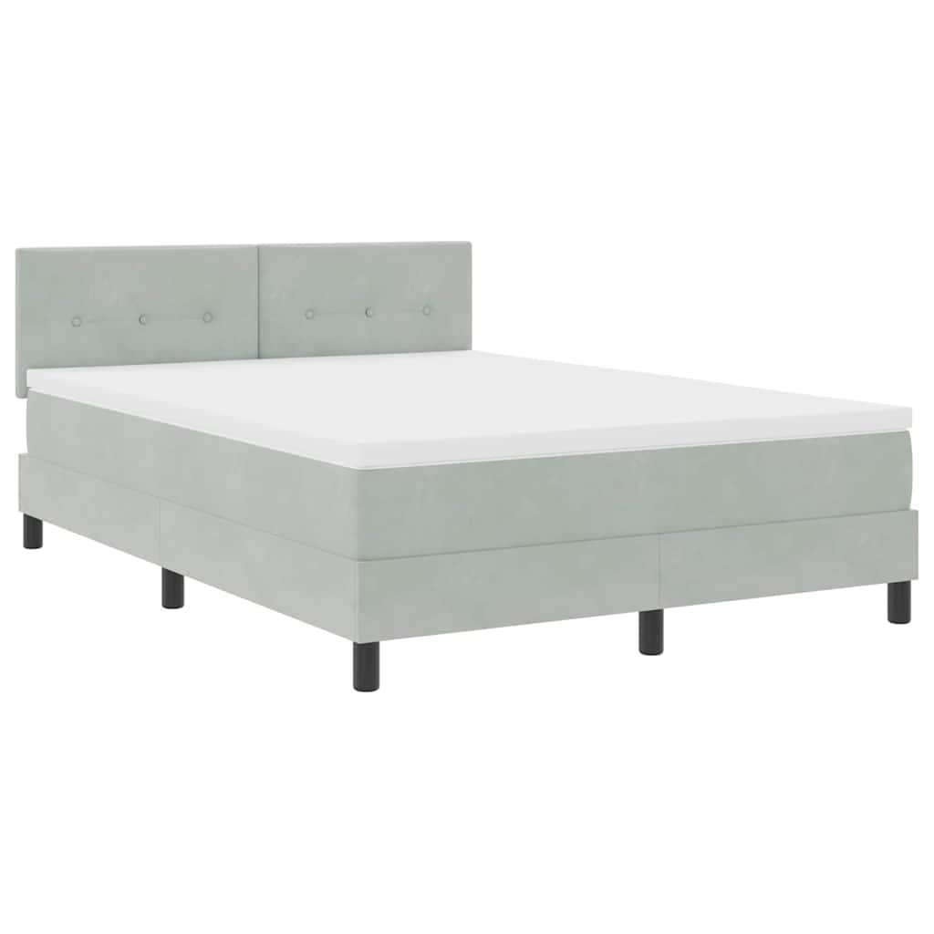 Letto a molle con materasso Grigio chiaro 140 x 200 cm Velluto