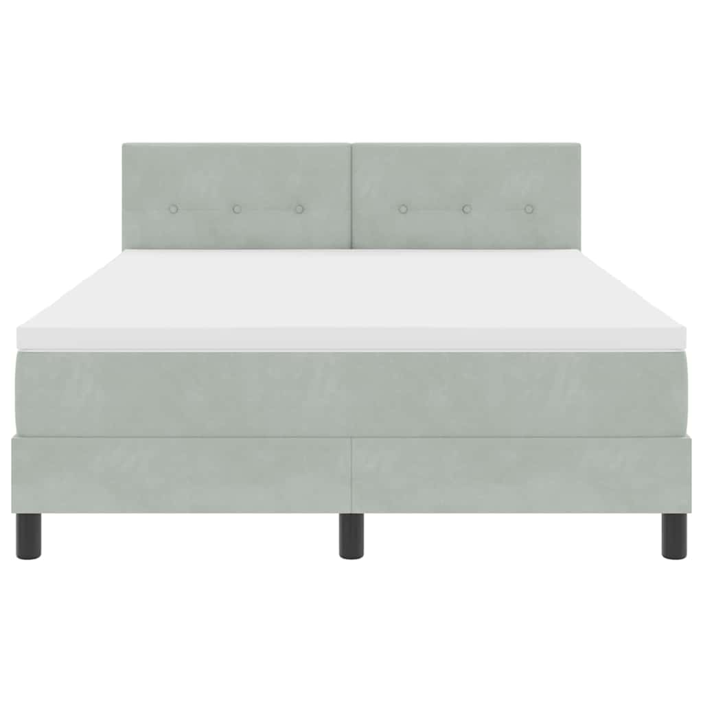 Letto a molle con materasso Grigio chiaro 140 x 200 cm Velluto