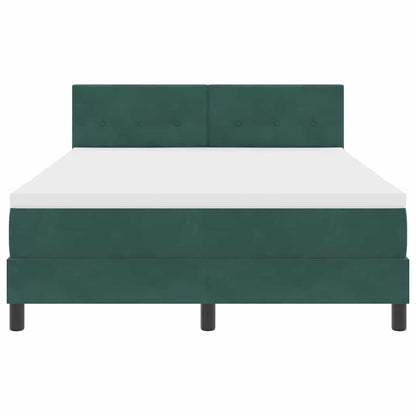 Letto a molle con materasso Verde Scuro 140 x 200 cm Velluto